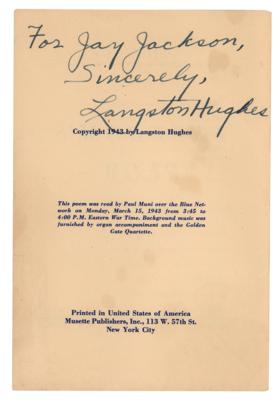 Lot #514 Langston Hughes Signed Booklet - Image 2