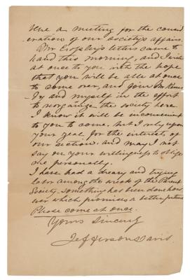 Lot #342 Jefferson Davis Autograph Letter Signed - Image 2