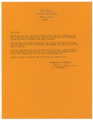 Lot #617 Jim Reeves Typed Letter Signed