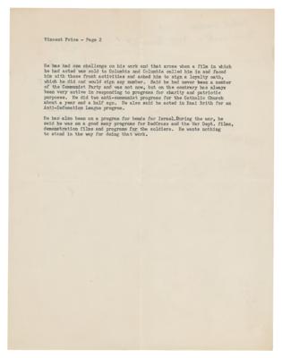 Lot #782 Vincent Price Autograph Letter Signed - Image 4