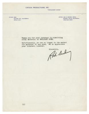 Lot #793 Rod Serling Typed Letter Signed