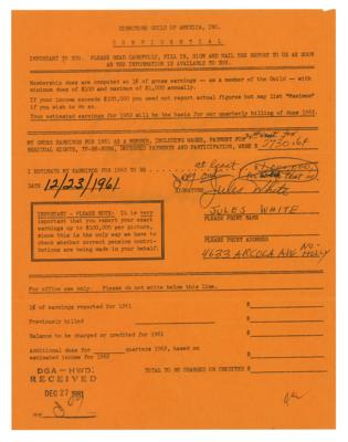 Lot #804 Three Stooges: Jules White Document Signed Twice - Image 1