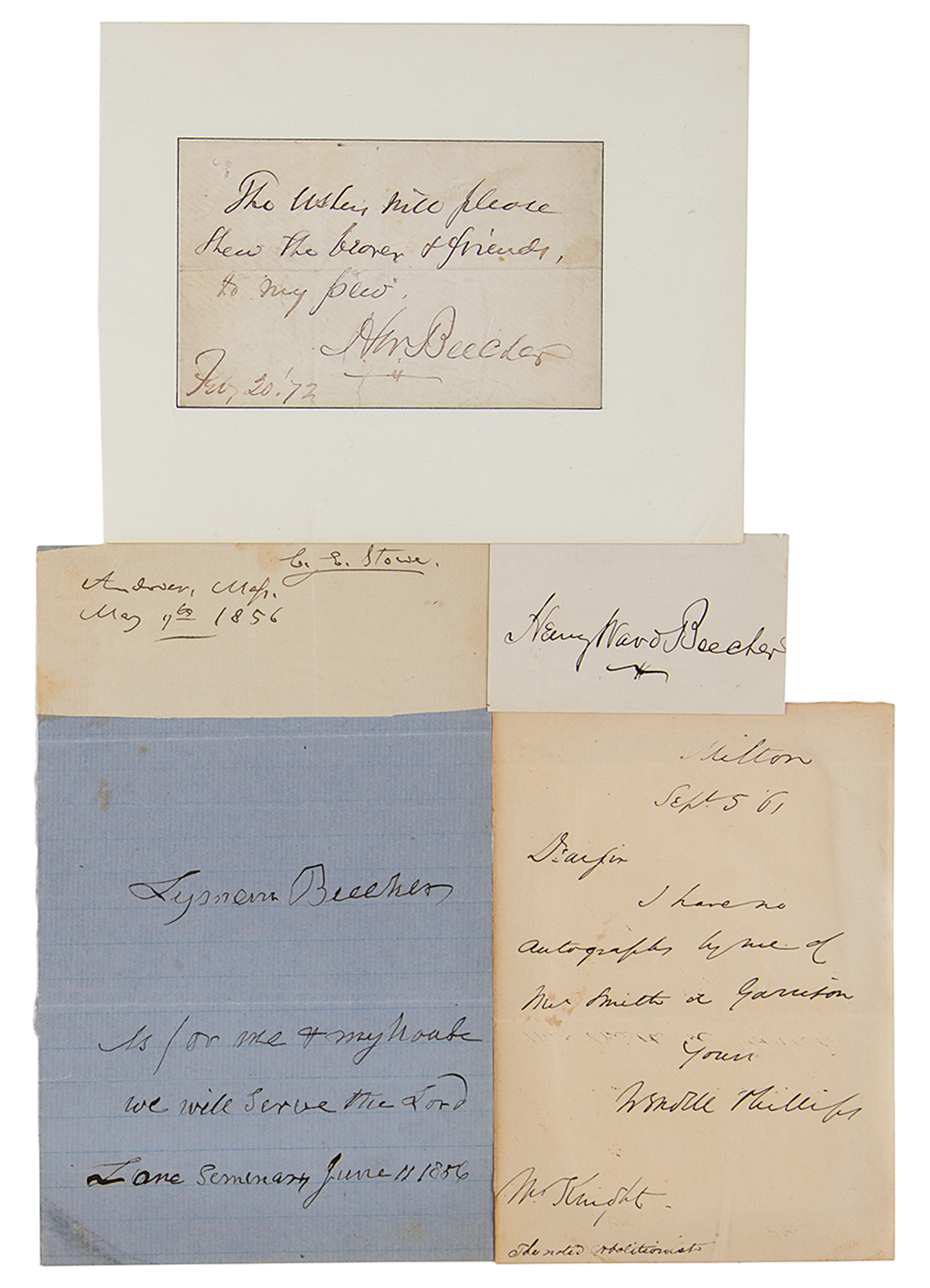Lot #224 Abolitionists (5) Signed Items