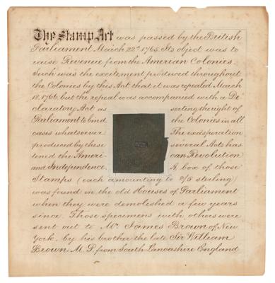 Lot #174 Stamp Act: 1765 Blue-Gray Paper Stamp