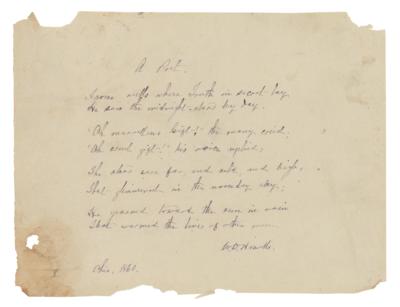 Lot #513 William Dean Howells Autograph Poem Signed - Image 1