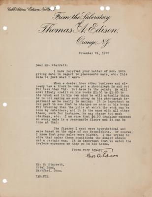 Lot #187 Thomas Edison Typed Letter Signed