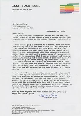 Lot #259 Miep Gies Typed Letter Signed