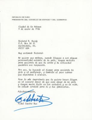Lot #197 Fidel Castro Typed Letter Signed - Image 1