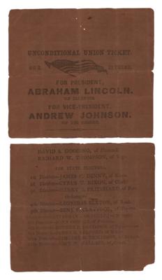 Lot #122 Abraham Lincoln and Andrew Johnson 1864