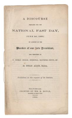 Lot #124 Abraham Lincoln: Assassination 'National Fast Day' Discourse Booklet - Image 1