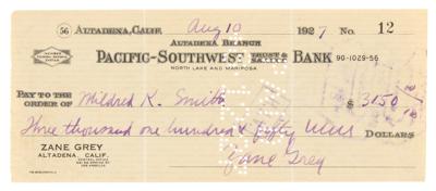 Lot #508 Zane Grey Signed Book, Signed Check, and Typed Manuscript - Image 5