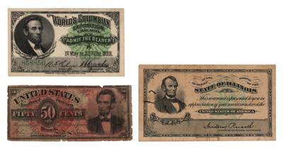 Lot #125 Abraham Lincoln (3) Tickets and Currency - Image 1