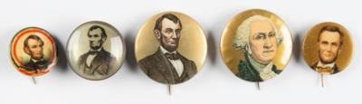 Lot #141 Abraham Lincoln and George Washington (5) Pins and Buttons - Image 1