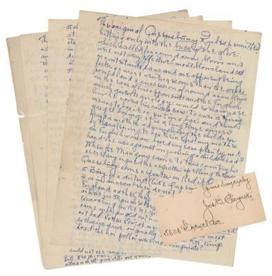 Lot #830 Joe Choynski (2) Items: Signature and Handwritten Manuscript