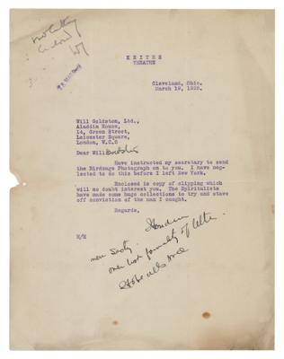 Lot #680 Harry Houdini Typed Letter Signed on Spiritualism