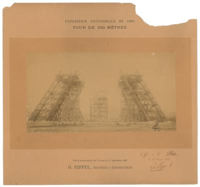 Lot #428 Gustave Eiffel Signed Oversized Photograph
