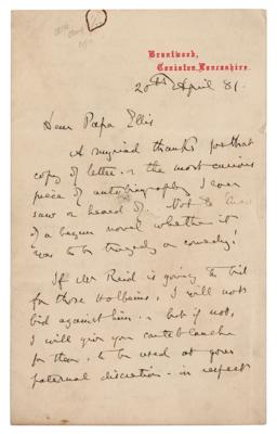 Lot #532 John Ruskin Autograph Letter Signed - Image 1