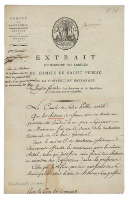 Lot #349 Lazare Carnot Document Signed