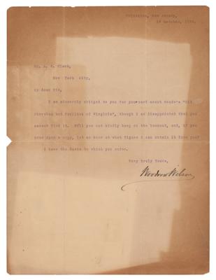 Lot #170 Woodrow Wilson Typed Letter Signed