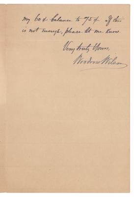 Lot #171 Woodrow Wilson Autograph Letter Signed - Image 2