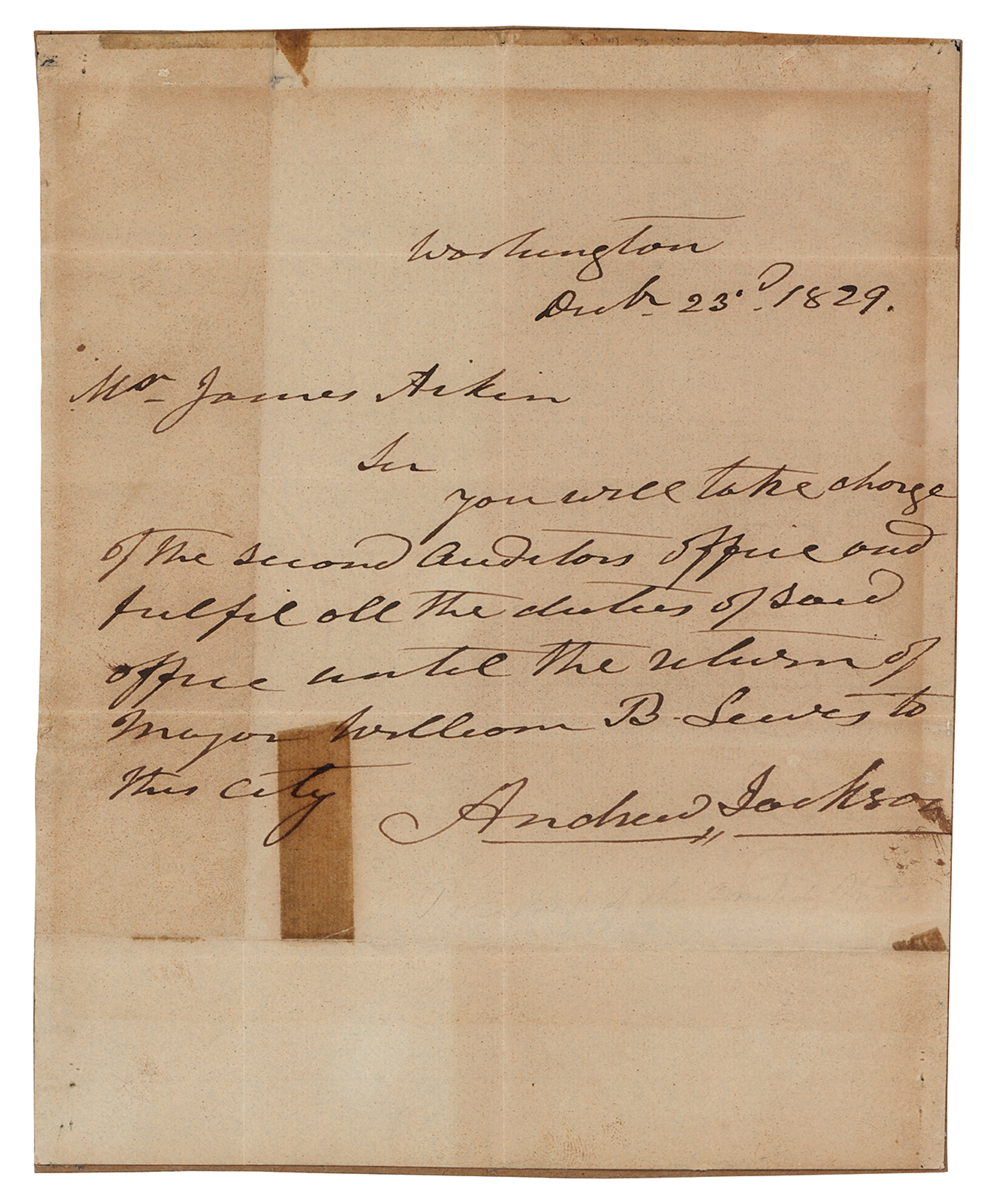 Lot #19 Andrew Jackson Autograph Letter Signed as President