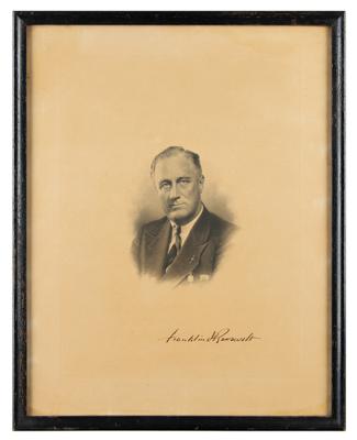 Lot #63 Franklin D. Roosevelt Signed Engraving as President - Image 2