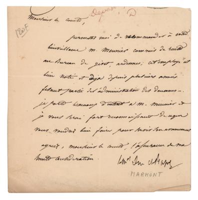 Lot #358 Auguste de Marmont Letter Signed