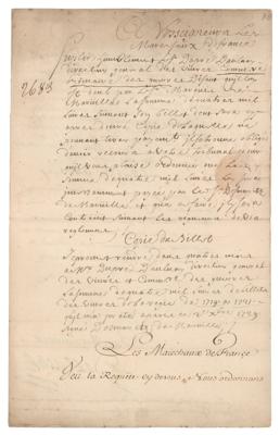 Lot #386 Claude Louis Hector de Villars Letter Signed