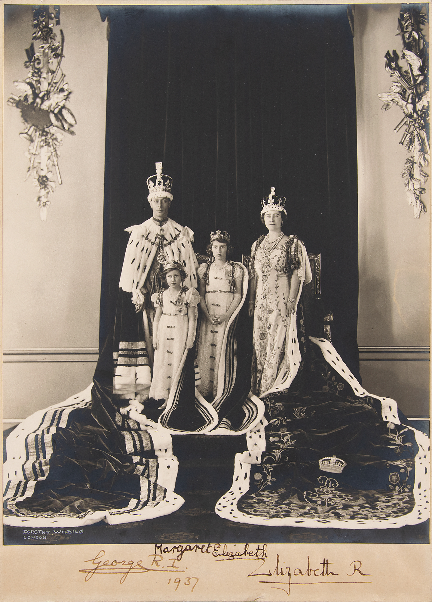 Lot #209 King George VI and Family Signed Photograph of Coronation (1937)