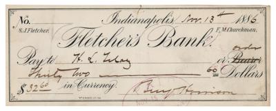 Lot #105 Benjamin Harrison Signed Check
