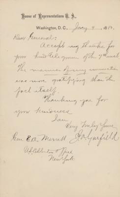 Lot #53 James A. Garfield Letter Signed