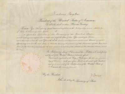 Lot #25 Zachary Taylor Document Signed as President
