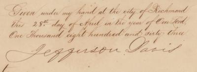 Lot #341 Jefferson Davis Document Signed as President of CSA - Image 2