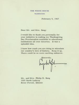 Lot #73 Lyndon B. Johnson Typed Letter Signed as President