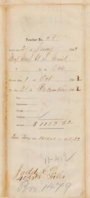 Lot #49 U. S. Grant Document Signed for Pay for Black Servants - Image 3