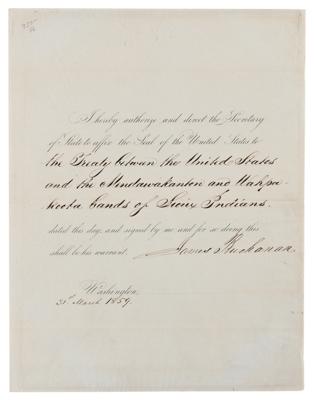Lot #30 James Buchanan Document Signed as President for Native American Treaty
