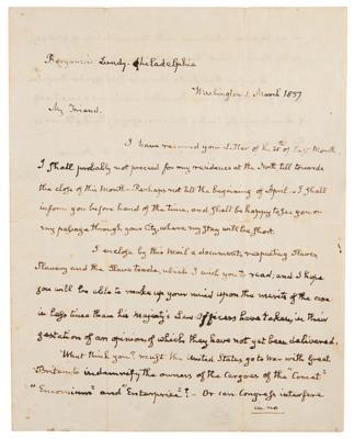 Lot #17 John Quincy Adams Autograph Letter Signed on Slave Trade