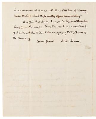 Lot #17 John Quincy Adams Autograph Letter Signed on Slave Trade - Image 2