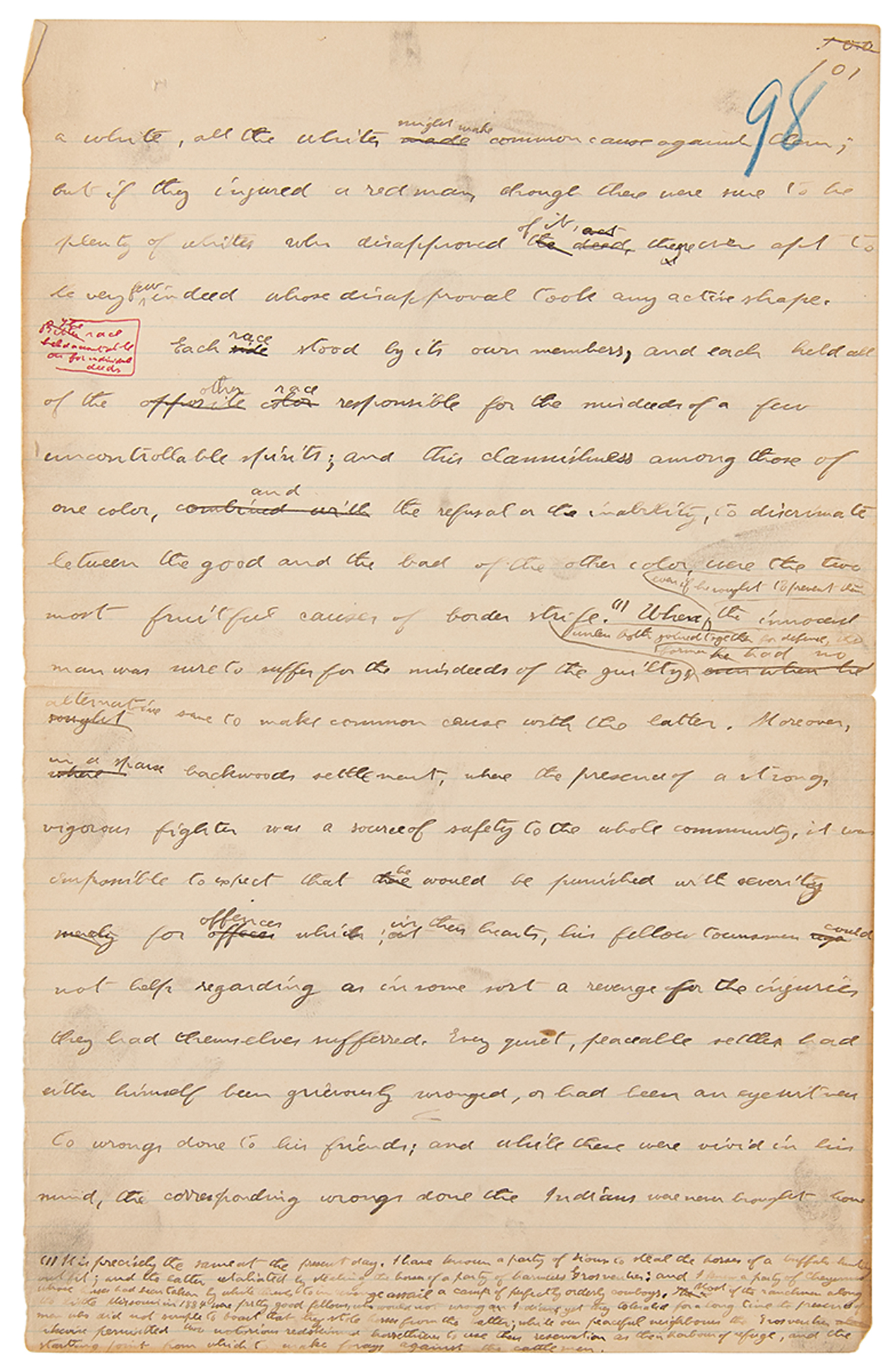 Lot #58 Theodore Roosevelt Handwritten Manuscript on Native Americans