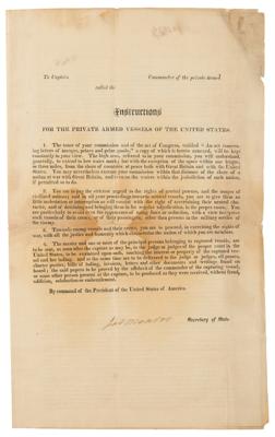 Lot #12 James Monroe Document Signed as Secretary of State