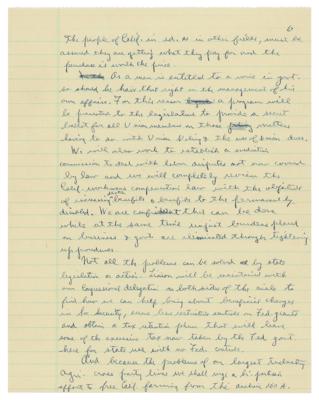 Lot #76 Ronald Reagan Handwritten Draft of Inaugural Address as Governor - Image 6