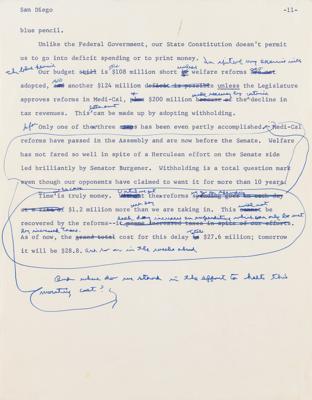 Lot #77 Ronald Reagan Hand-Annotated Speech Draft - Image 3