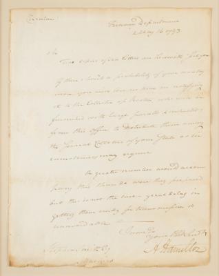 Lot #109 Alexander Hamilton Letter Signed on Sea Letters - Image 2