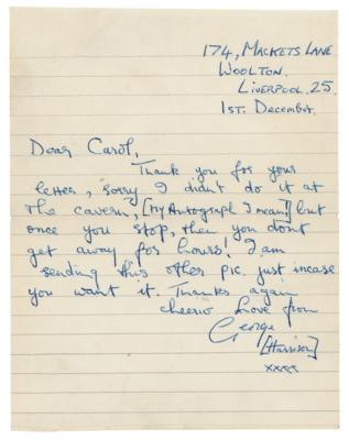 Lot #571 George Harrison Signed Letter and Photograph for an Admirer - Image 1