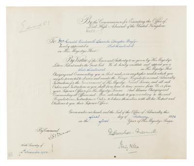 Lot #151 King Edward VIII Signed Naval Appointment - Image 1