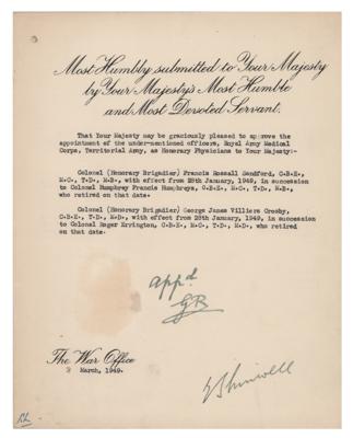 Lot #261 King George VI Document Signed