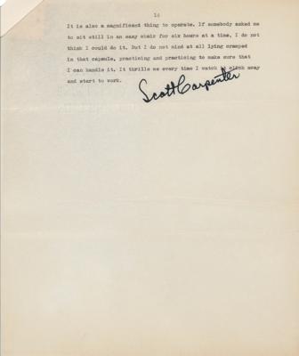 Lot #390 Scott Carpenter Signed Souvenir Typescript - Image 1