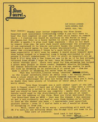 Lot #789 Stan Laurel Typed Letter Signed