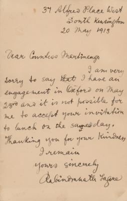 Lot #500 Rabindranath Tagore Autograph Letter Signed - Image 1