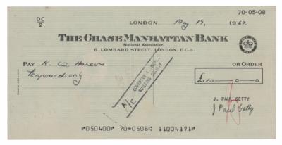 Lot #231 J. Paul Getty Signed Check - Image 1